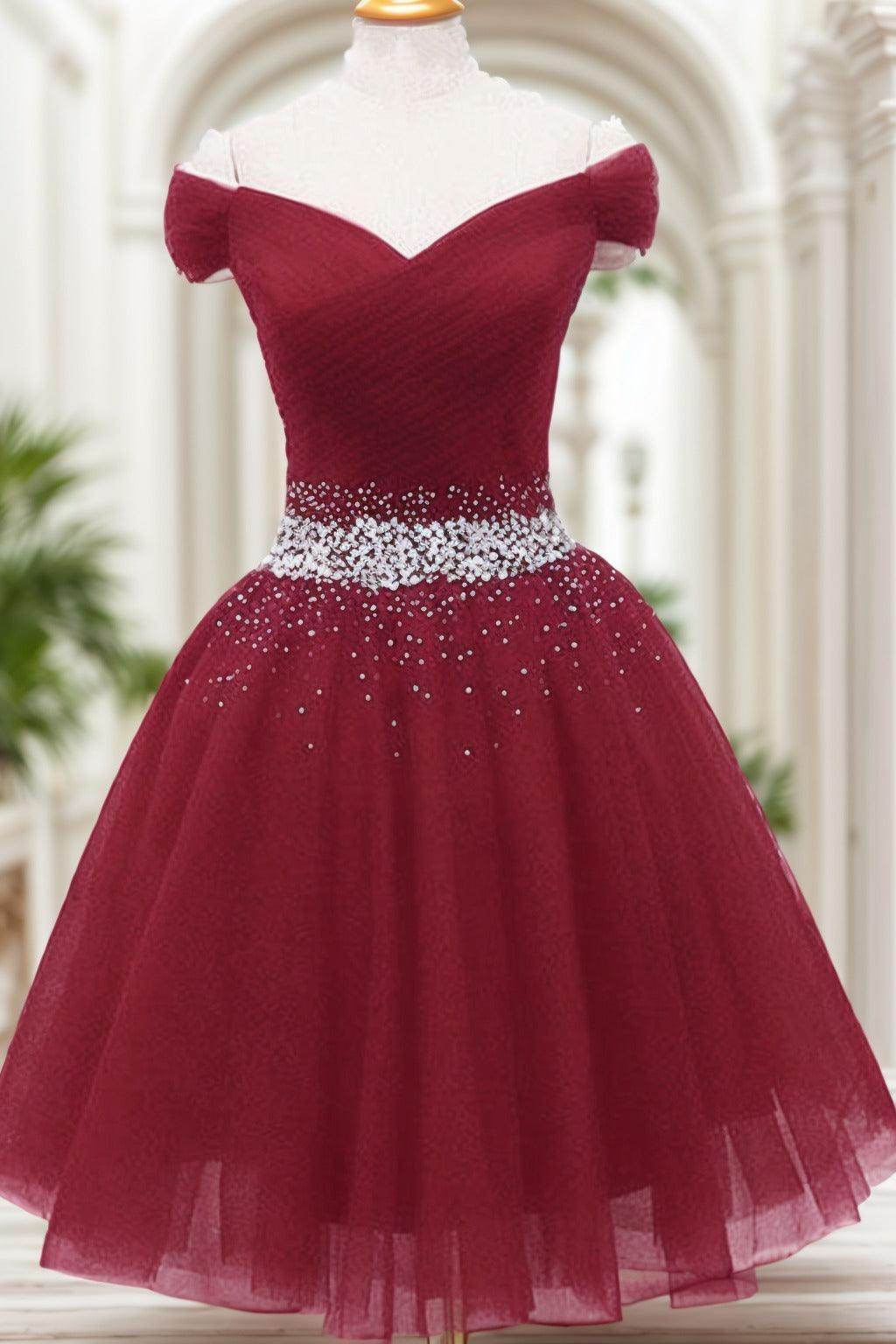 A-Line Knee Length Tulle Homecoming Dresses CS0524 - COCOMELODY